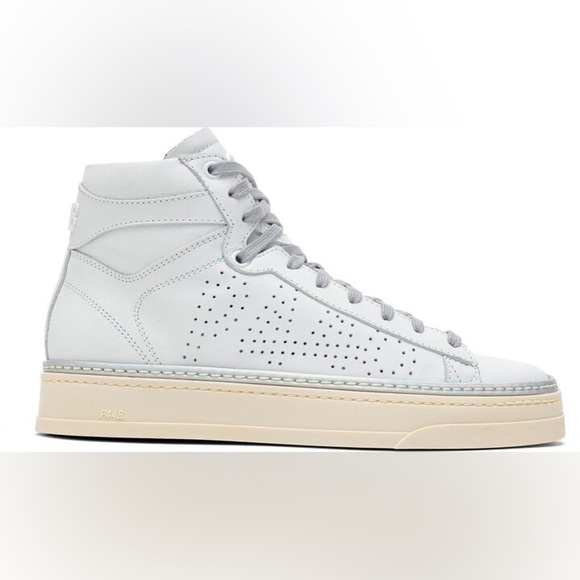 New P448 F22 Taylor Platform High Top Sneaker Side Zip Iridescent Strip Sz 42 - Picture 2 of 16